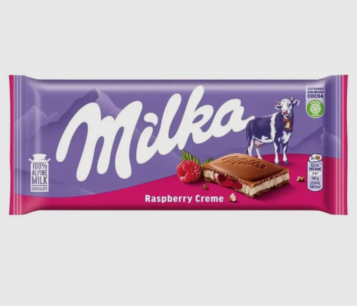 Milka Raspberry Creme Chocolate Bar