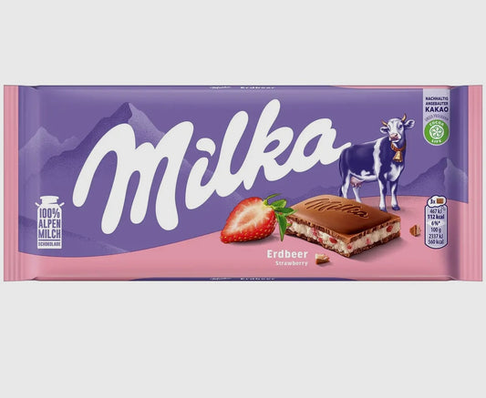 Milka Erdbeer/Strawberry Chocolate Bar Single