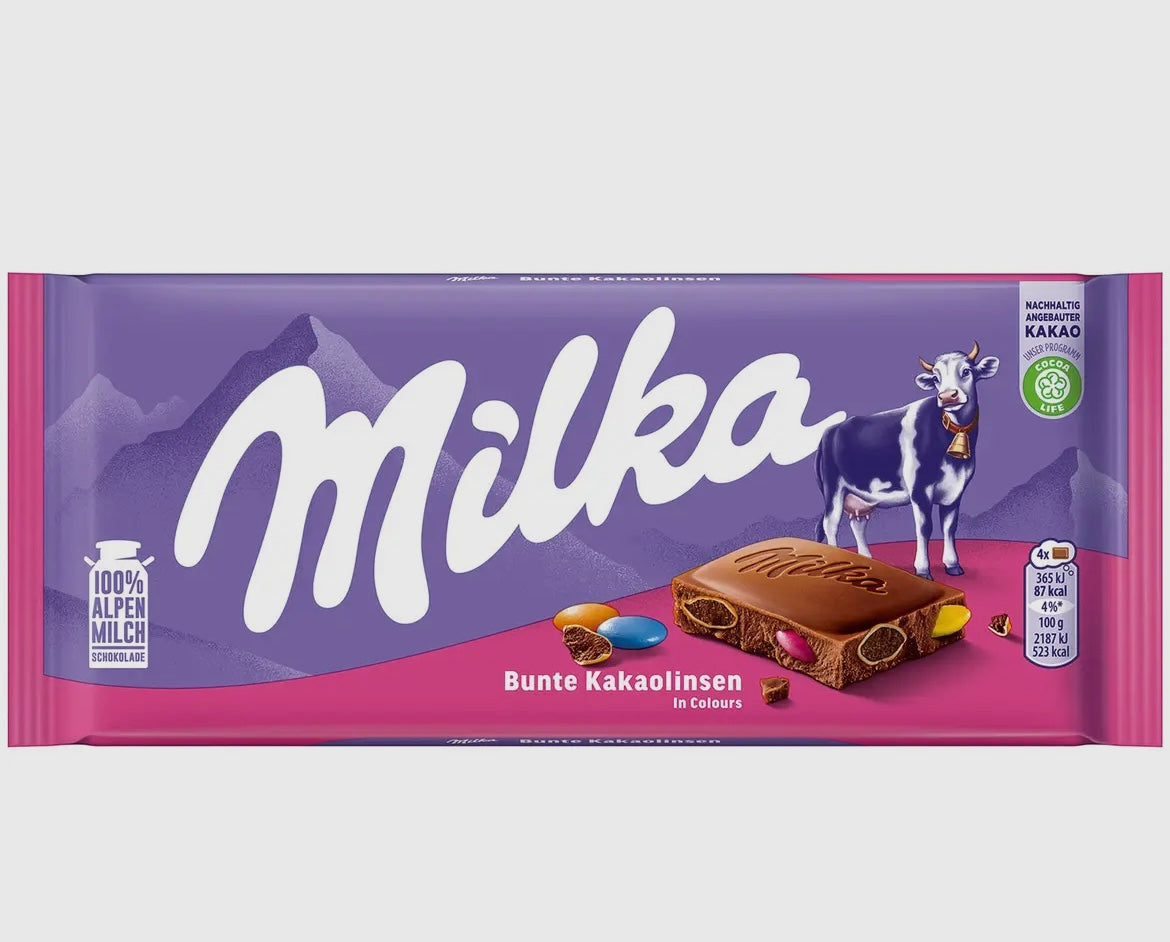 Milka Bunte Kakaolinsen Chocolate Bar Single