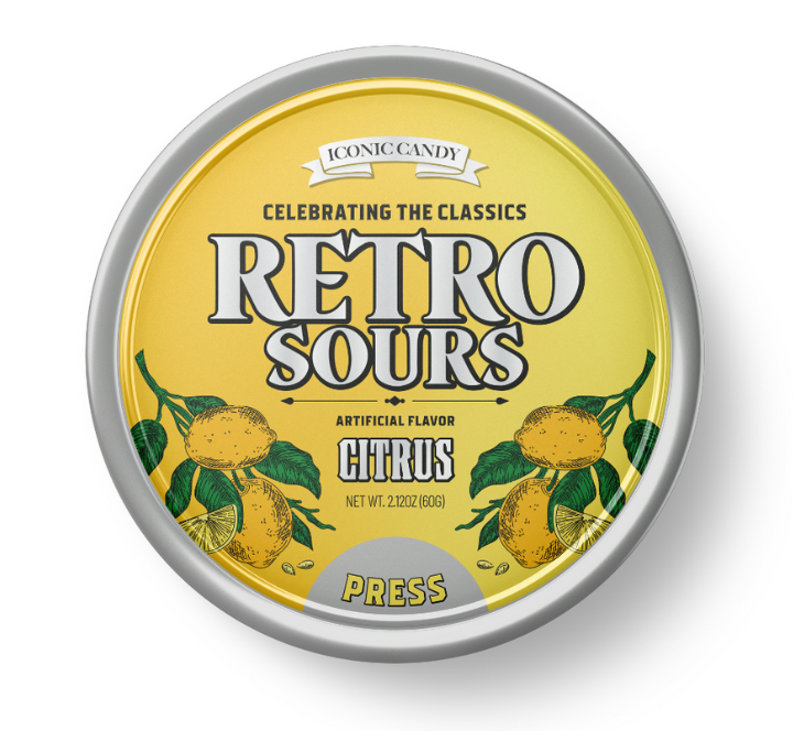 Retro Sours Citrus Hard Candy Tin