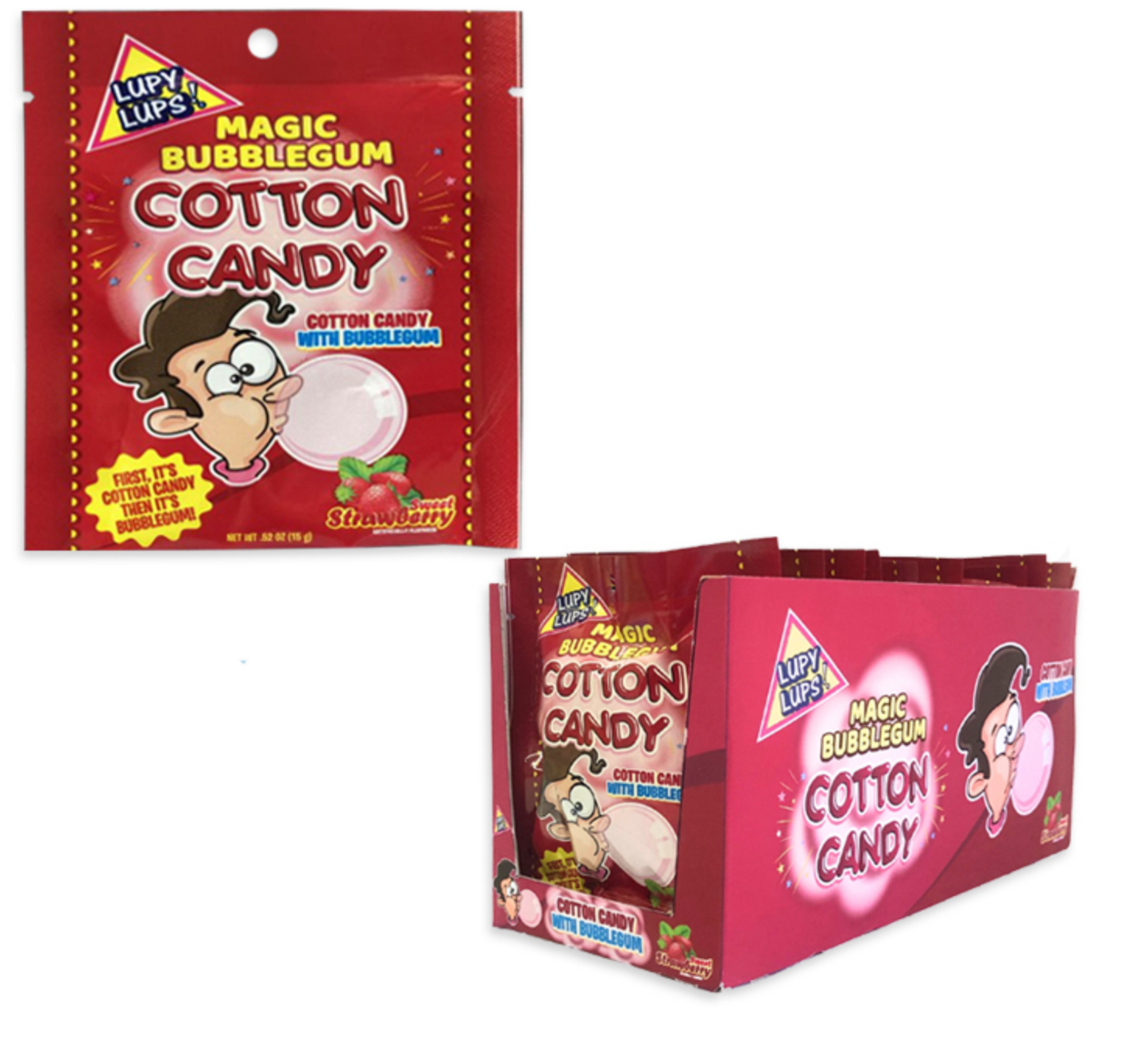 Lupy Lups Magic Bubblegum Cotton Candy Strawberry Single