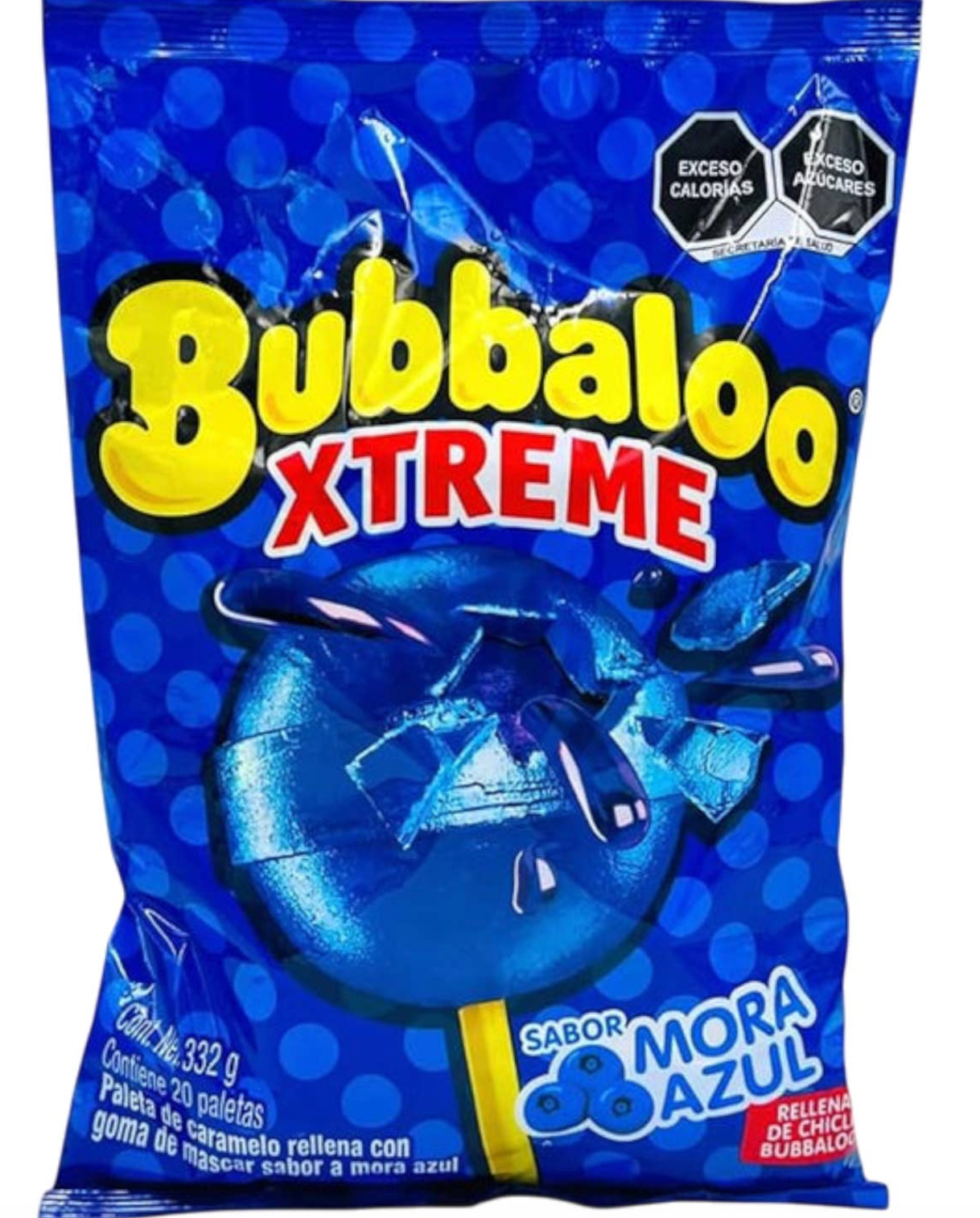 Bubbaloo Xtreme Mora Azul Blueberry Lollipop