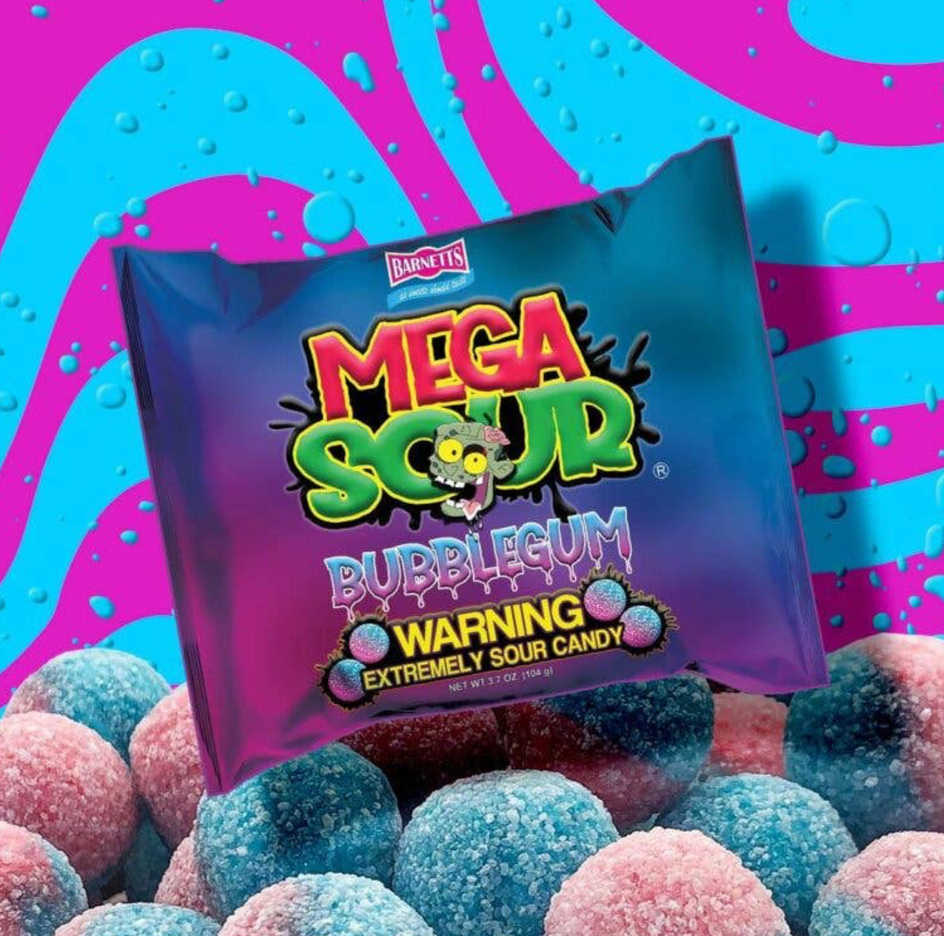 Barnetts Mega Sour Bubblegum Single Bag