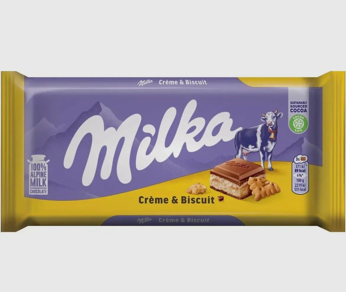 Milka Creme & Biscuit Chocolate Bar Single