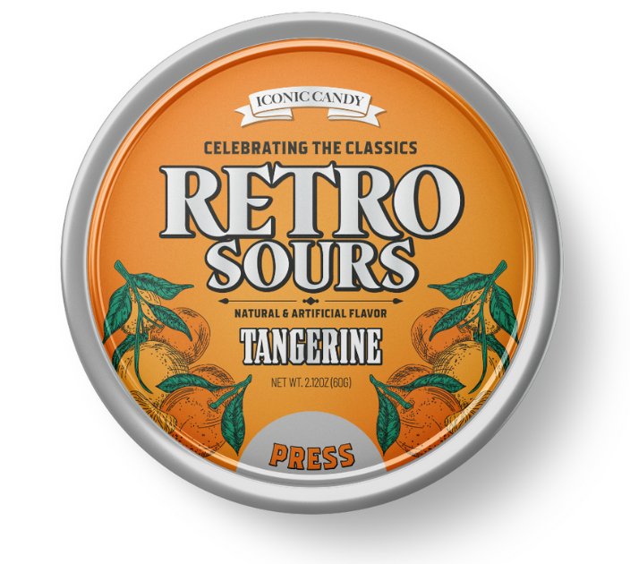 Retro Sours Tangerine Hard Candy Tin Single