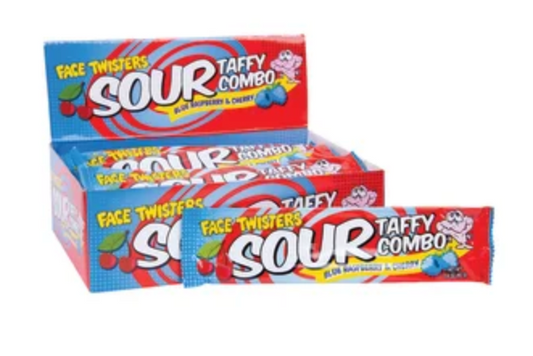 Face Twisters Sour Taffy Blue Raspberry/Cherry