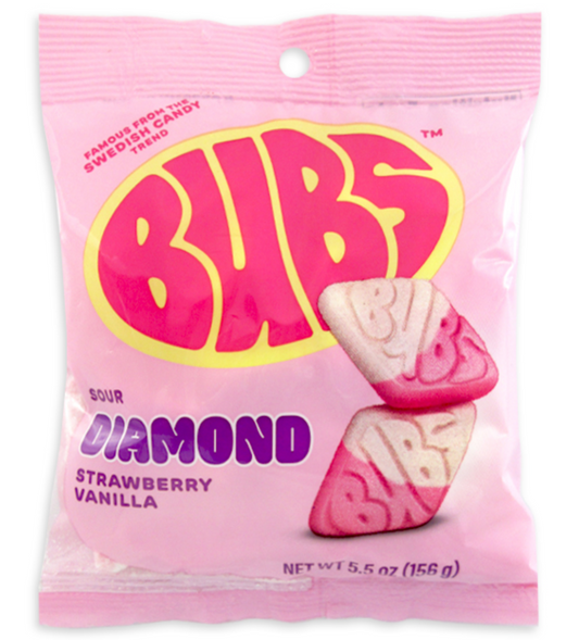 Bubs Sour Strawberry Vanilla Diamonds Single Peg Bag