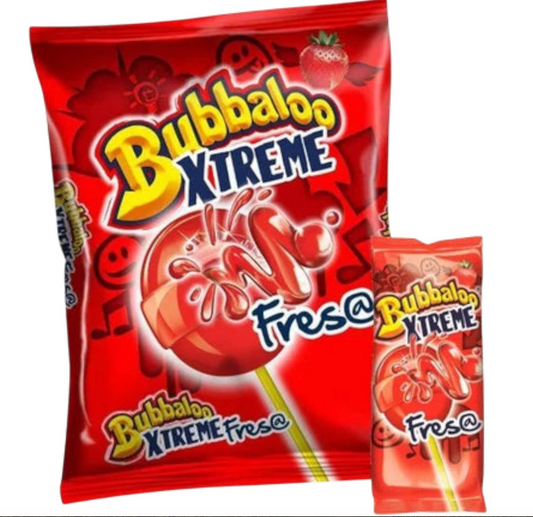 Bubbaloo Xtreme Mora Fresa Strawberry Lollipop