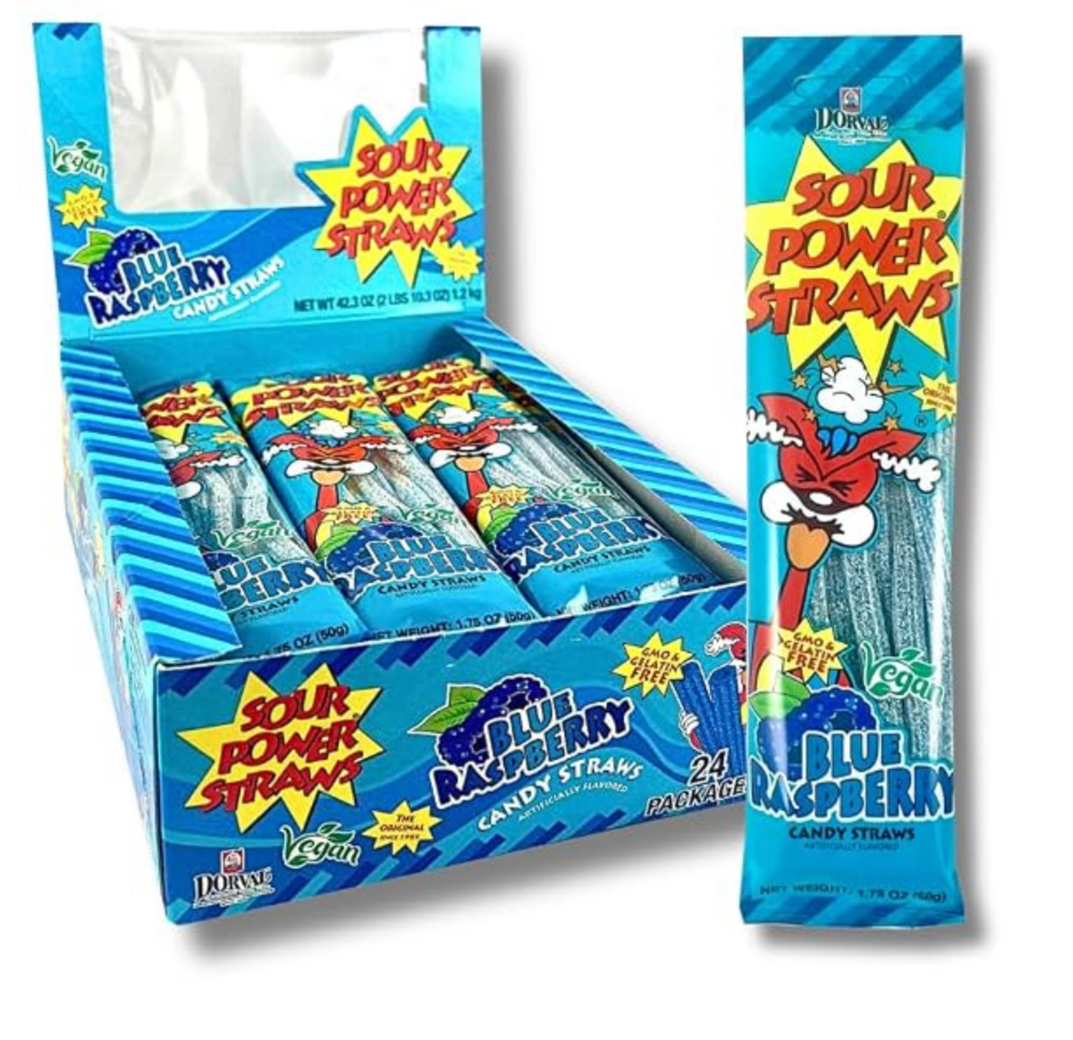 Sour Power Straws Blue Raspberry Single COMING SOON
