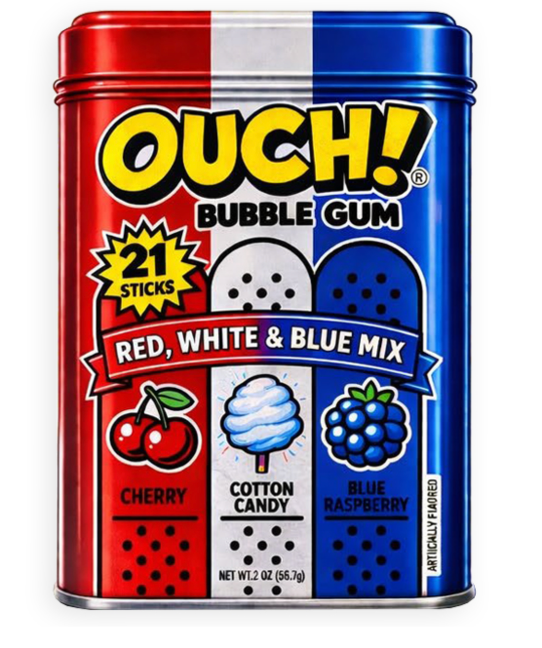 Ouch Bubblegum Tin Single Red White And Blue COMING SOON